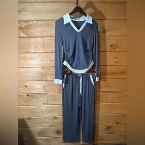 Women's Gray Track Jogger Set with White Accents